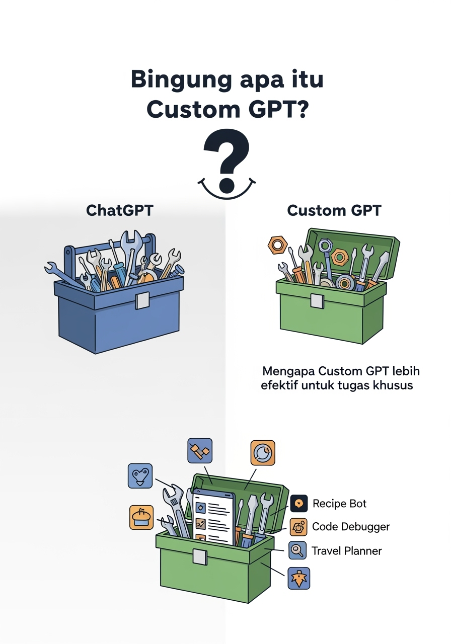Apa itu Custom GPT? Perbedaan dengan ChatGPT Biasa (Penjelasan Mudah)