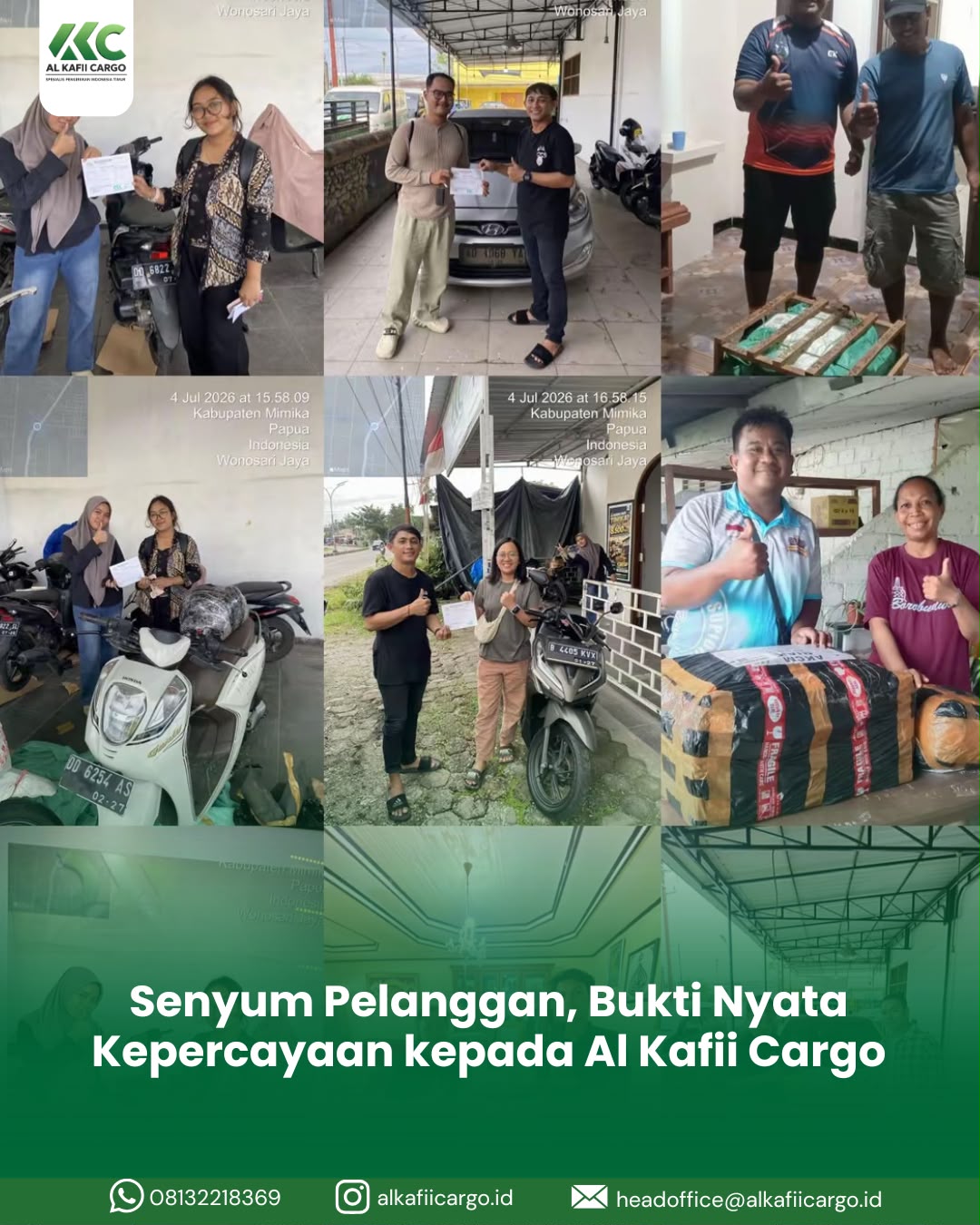 Senyum Pelanggan, Bukti Nyata Kepercayaan kepada Al Kafii Cargo