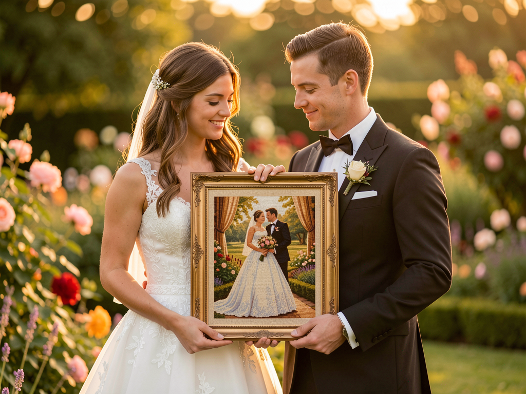 Erinnerungs-Tapisserie-Bild: Hochzeit, Geburt, Geburtstag