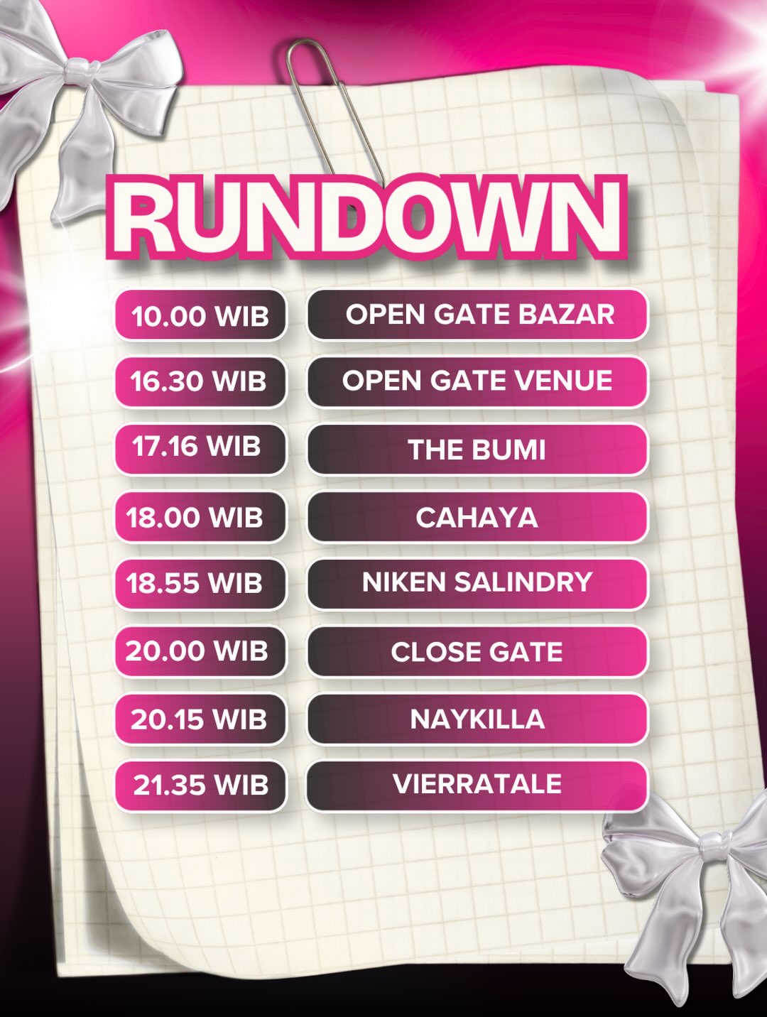 Rundown Konser Pita Kita 2026