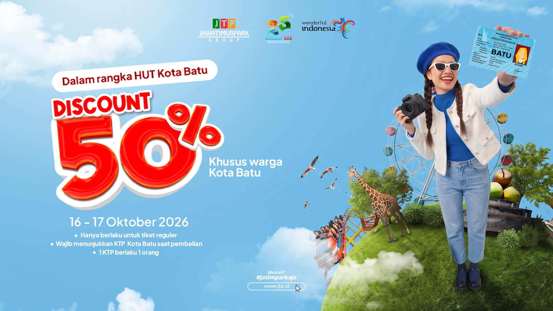 Diskon 50% khusus warga Kota Batu, 16–17 Oktober 2026