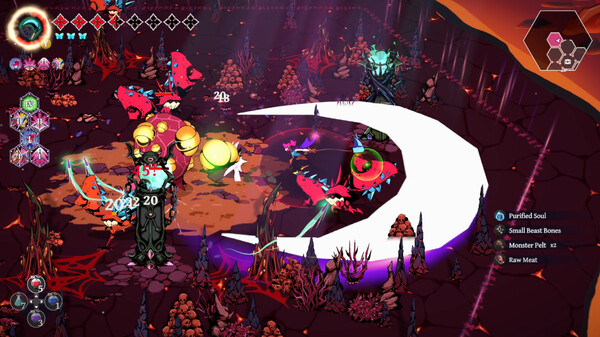 Gameplay Grim Trials Gameplay from our Grim Trials review, where Avelin uses a wide scythe attack on multiple enemies.