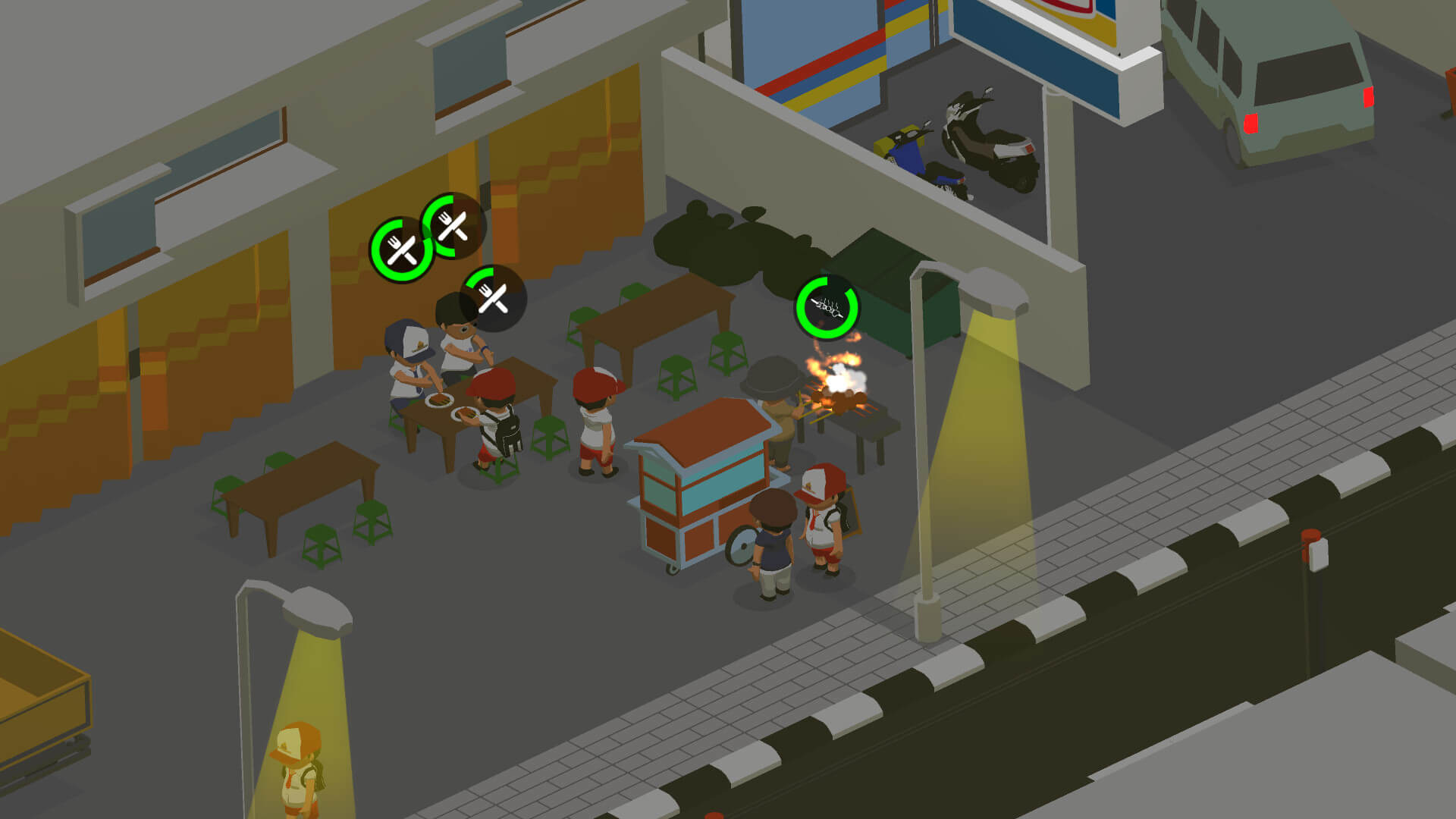 asian food cart tycoon pelanggan karakter.jpg Interaksi dengan karakter pelanggan unik di Asian Food Cart Tycoon