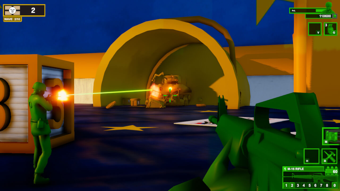 attack on toys gameplay strategi mainan Tampilan gameplay Attack on Toys saat pertempuran pasukan mainan di medan perang strategis.