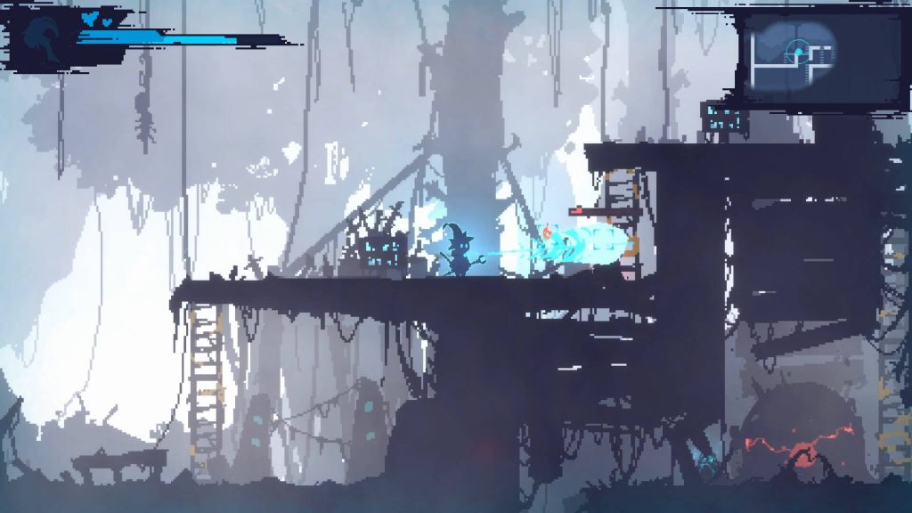 Thumbnail review game Slumbering Feline oleh Tombol Start, menampilkan karakter kucing pixel art di dunia magis misterius