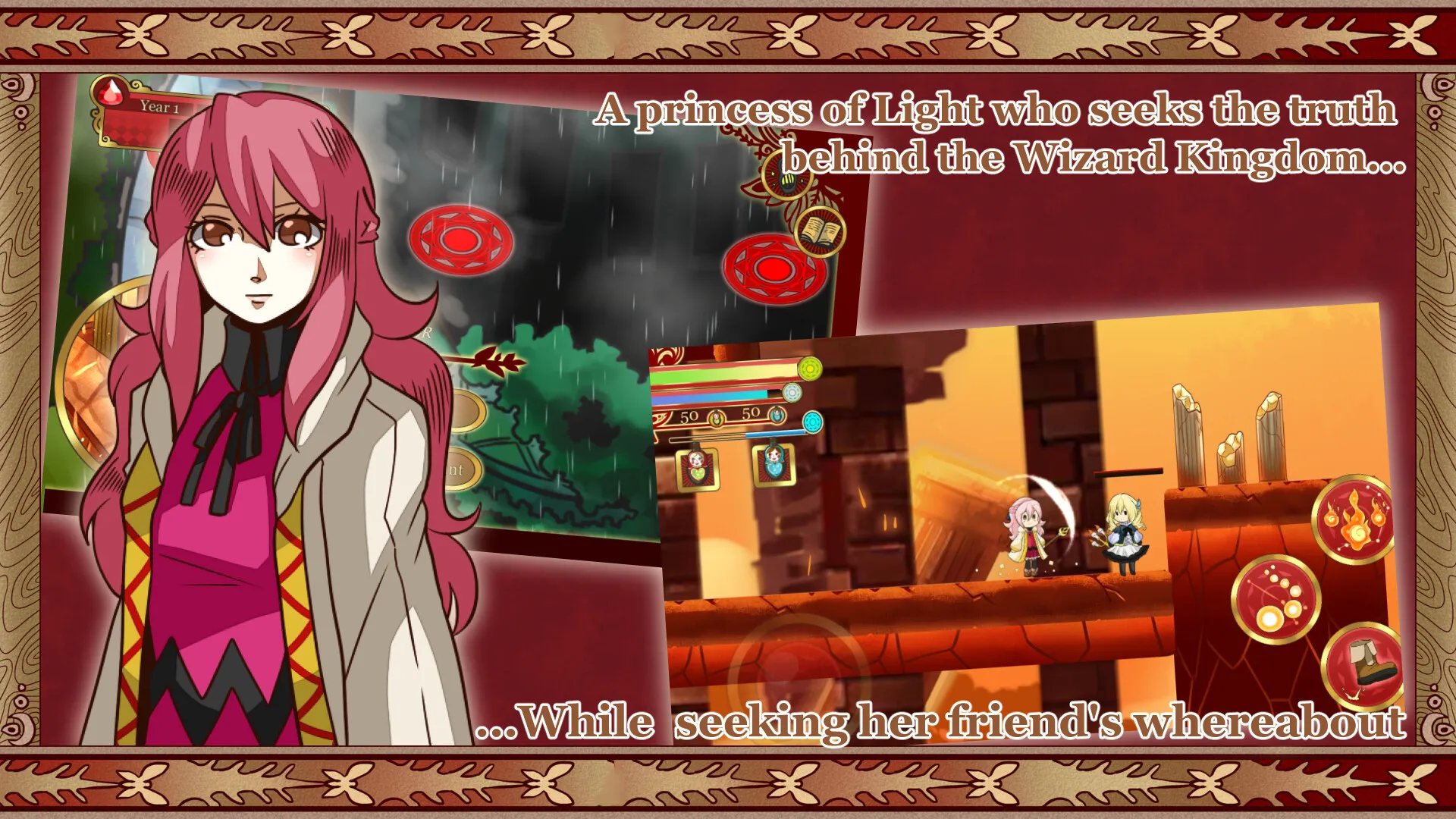 Liszt Arc and her companions exploring the tower while searching for missing friends in Tower of Guardian.