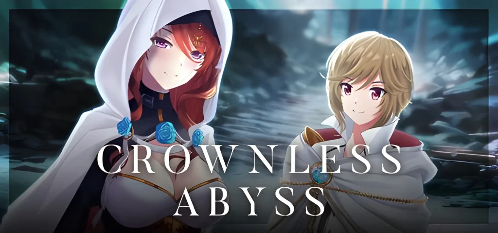 Promotional artwork for Crownless Abyss featuring main characters Kristina and Frei in detailed anime-style illustration.