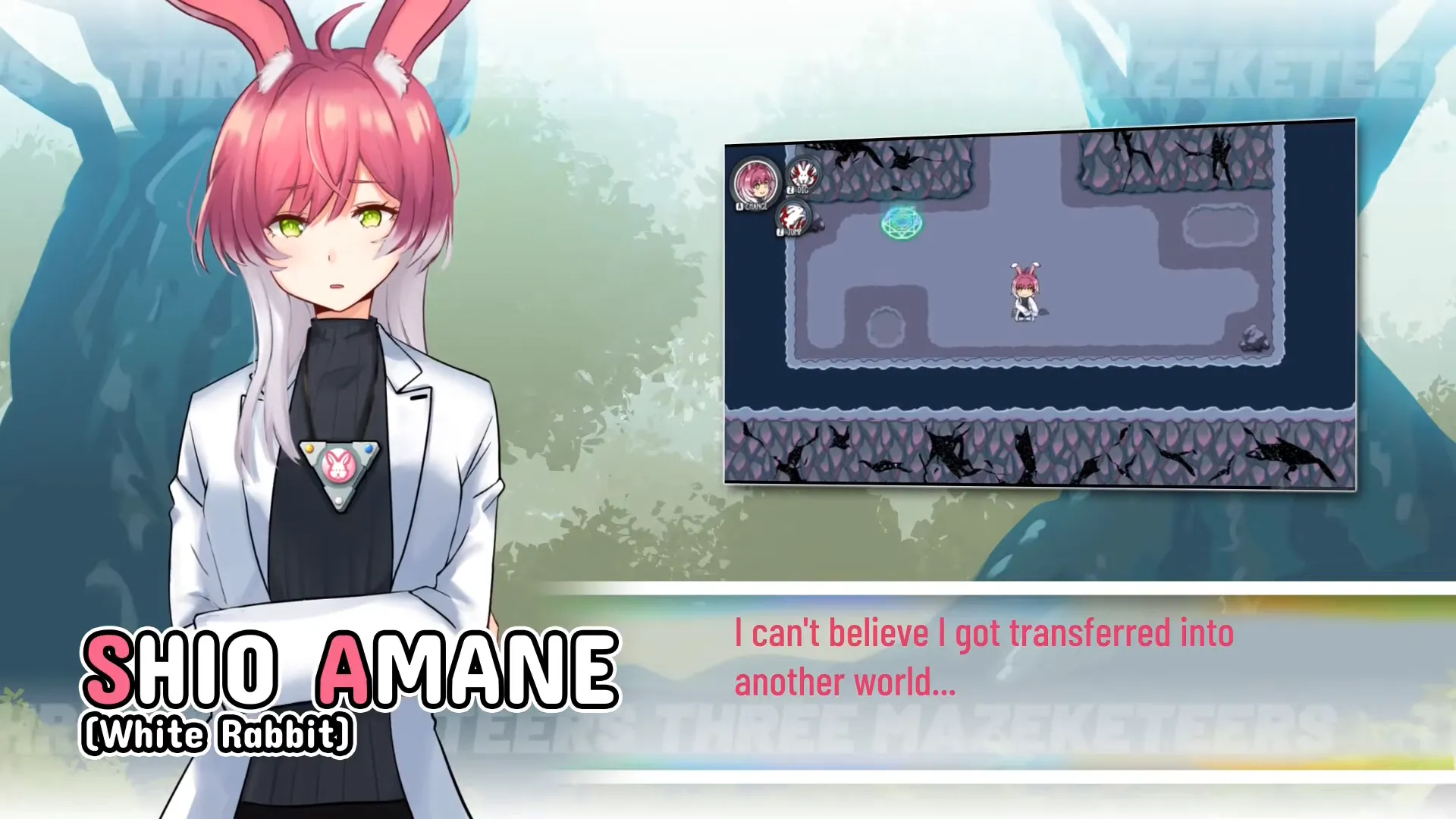 Official promotional thumbnail for Three Mazeketeers featuring its logo and main character artwork.