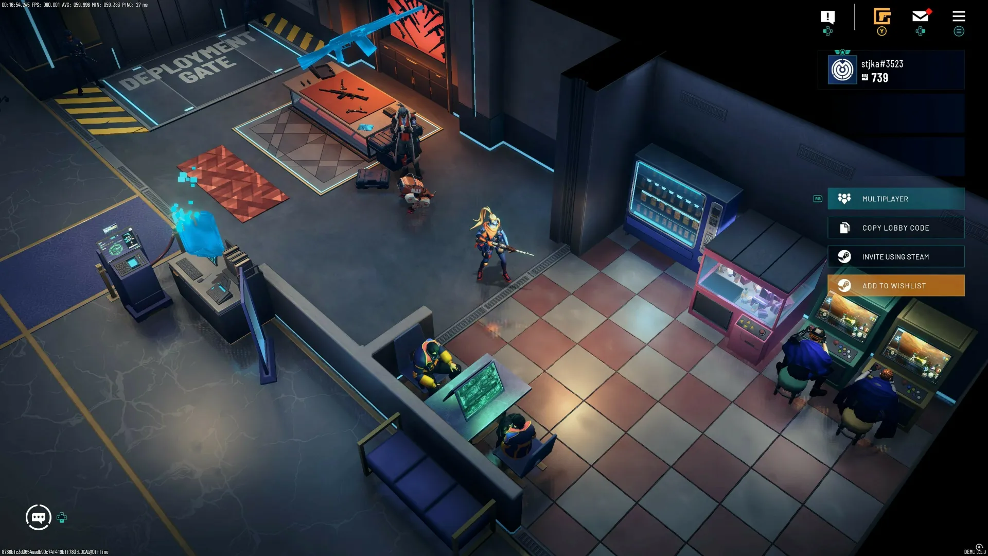 Weavers and Skills Character selection screen in RIFTSTORM showing Weaver BotSy with colorful cyberpunk attire and detailed combat stats