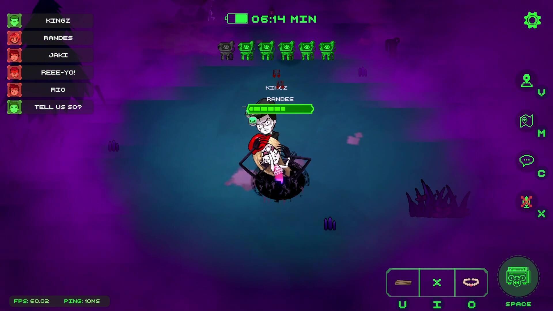 ilustrasi pemain bertahan dan makhluk pemburu dalam gameplay horor asimetris