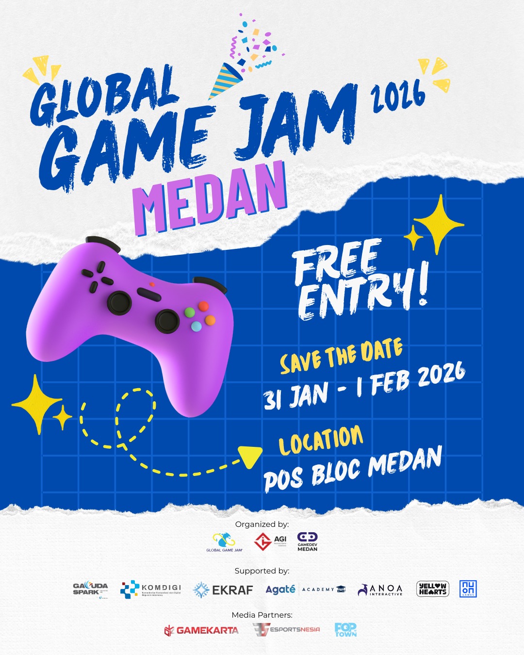 poster global game jam medan 2026 komunitas game dev medan