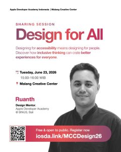 Sesi Design for All bersama Apple Developer Academy di Malang.