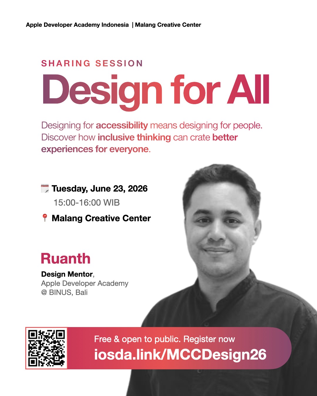 Sesi Design for All bersama Apple Developer Academy di Malang.