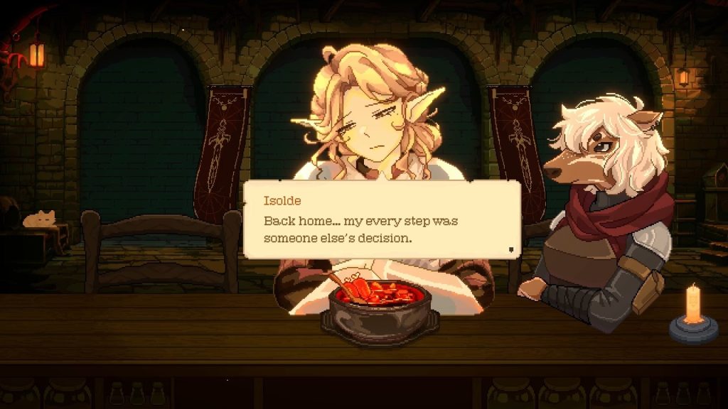 Adventurers sharing stories in Dungeon Hotpot
