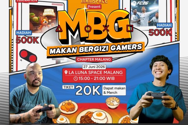Poster acara Makan Bergizi Gamers Chapter Malang 2026.