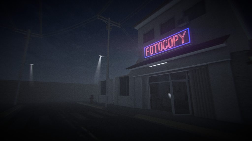 Nighttime copy shop in Overtime Paper Trail