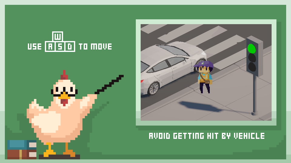 Players help pedestrians cross safely.