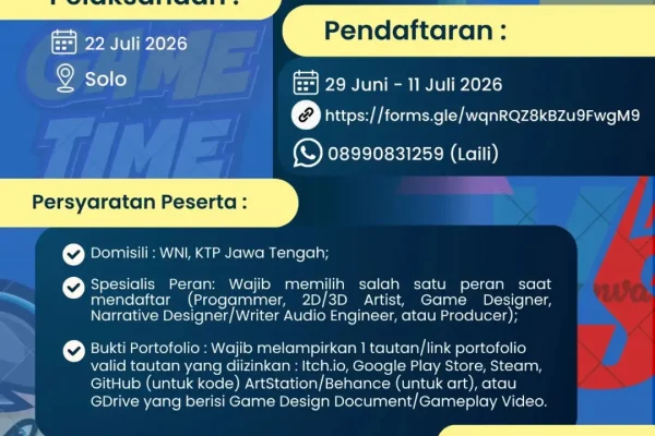 Poster Pelatihan Pengembangan Gim Jawa Tengah 2026.
