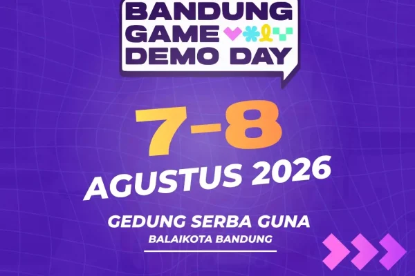 Poster Bandung Game Demo Day 2026 di Balai Kota Bandung.