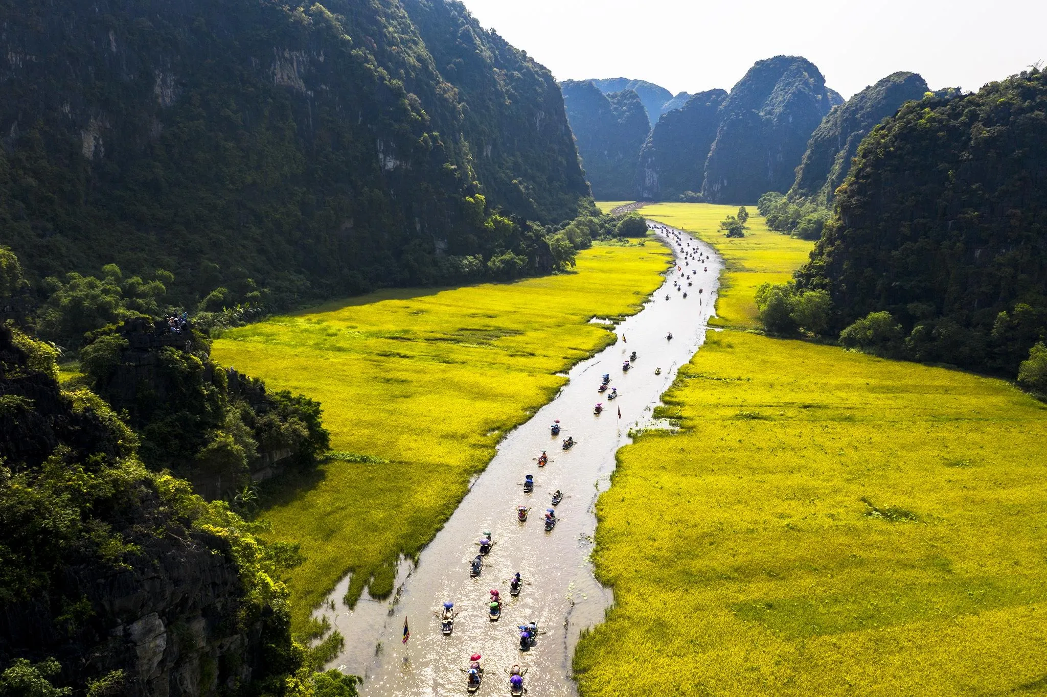 tam coc ninh binh vietnam wisata perahu sungai ngo dong pemandangan karst