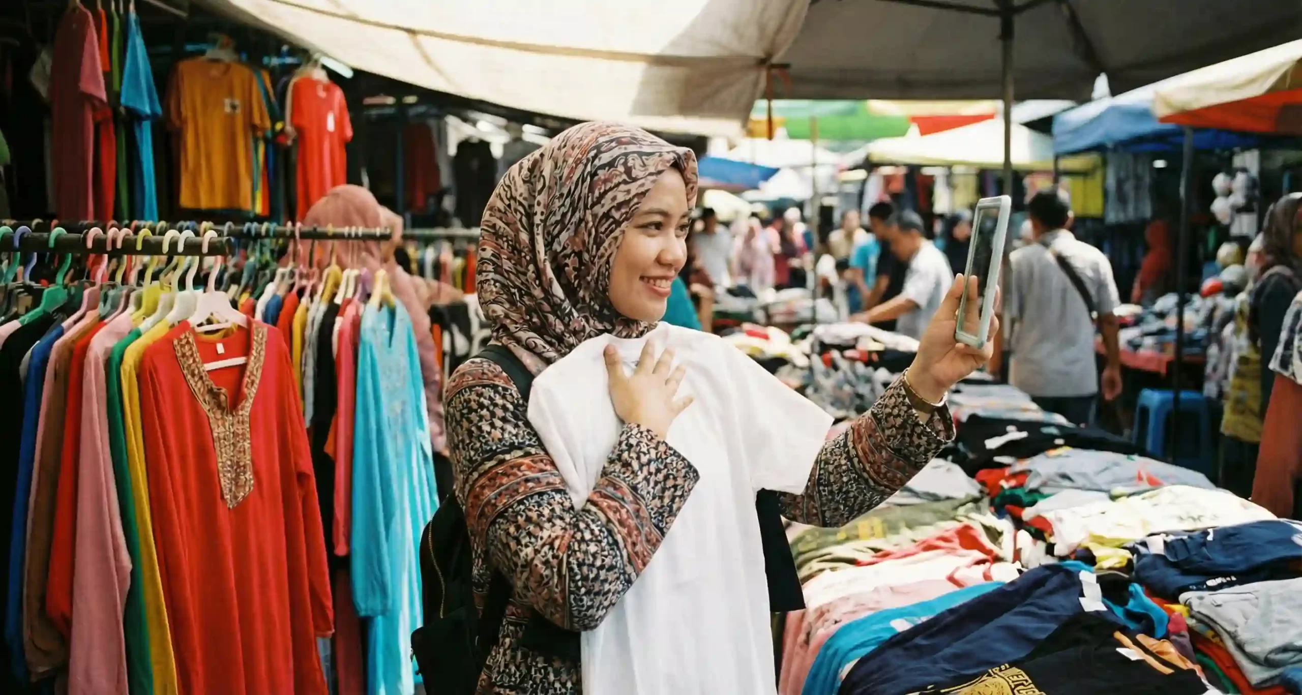 Mengecek ukuran baju adalah tips belanja Vietnam yang penting karena standar ukuran yang kecil.
