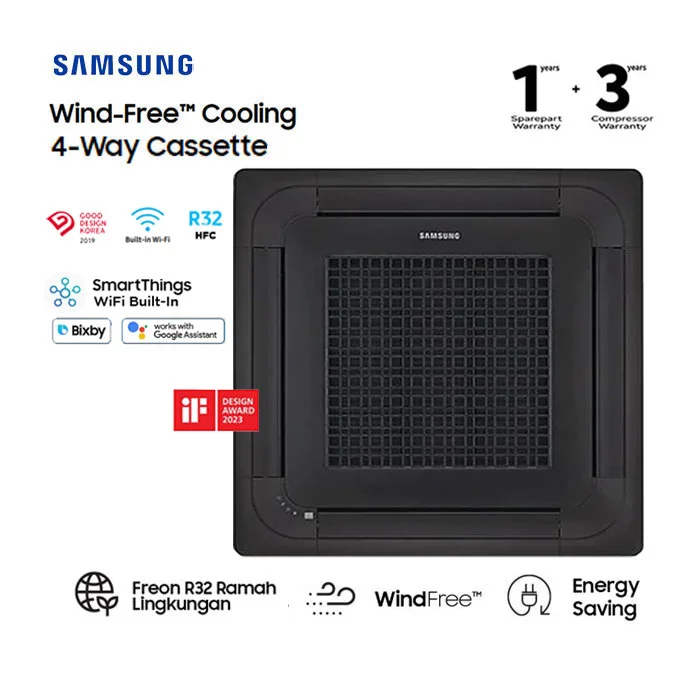 Samsung AC Cassette Inverter 4 Way Wind-Free 2 PK - Hitam - AC052FE4DKF/EA