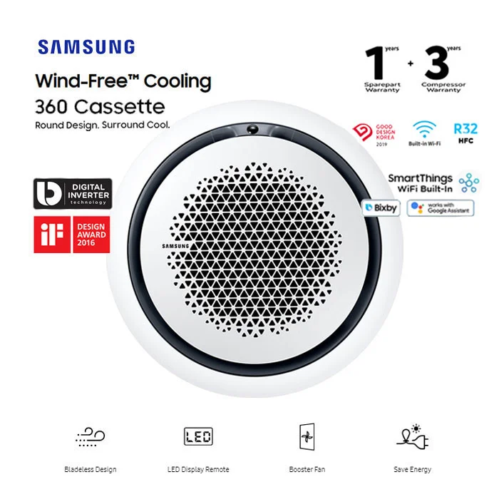 Samsung AC Cassette Inverter 360 Wind-Free 3 PK - AC071FE6DKF/EA