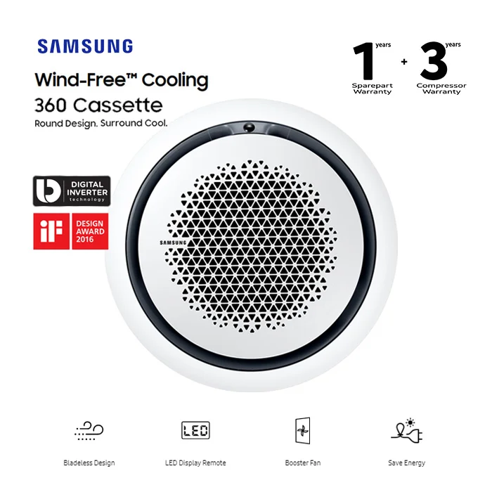 Samsung AC Cassette Inverter 360 Wind-Free 5 PK ( 3 PHASE ) - AC120TN4PKC/EA3