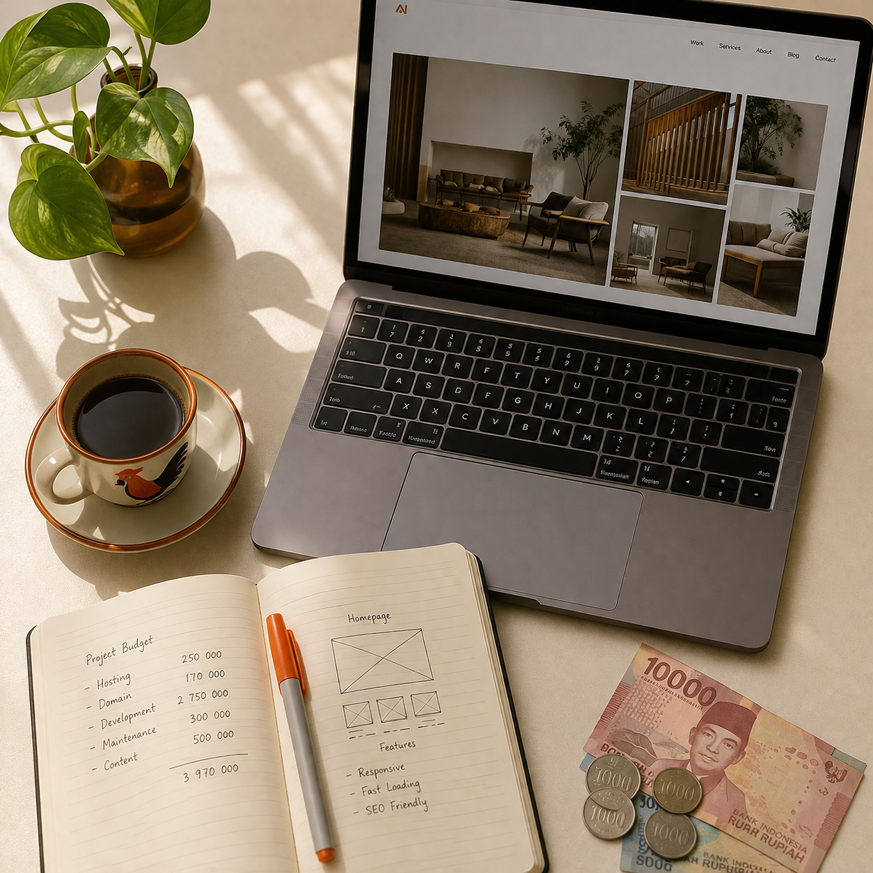 Ilustrasi panduan biaya dan investasi membuat website bisnis di Indonesia