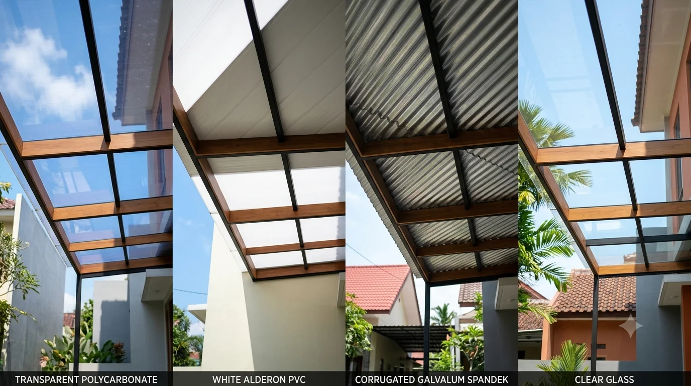 Polycarbonate, Alderon, Spandek, atau Kaca? Panduan Memilih Material Atap Kanopi