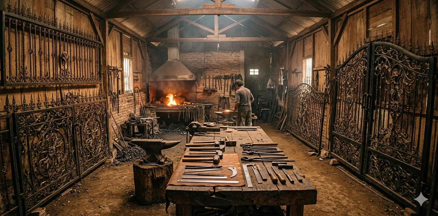 Interior Workshop Rezada tempat produksi besi tempa di Ambarawa