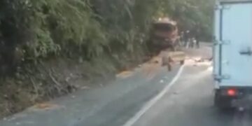 Truk CPO Alami Rem Blong, Tabrak Tebing di Panorama Dua Sitinjau Lauik