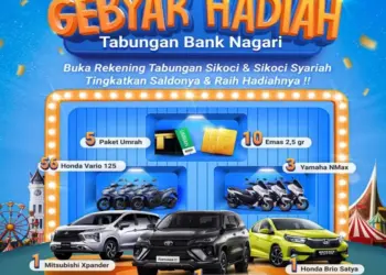 Gebyar Hadiah Tabungan Bank Nagari Kembali Hadir, Siapkan Mobil, Umrah, hingga Emas!