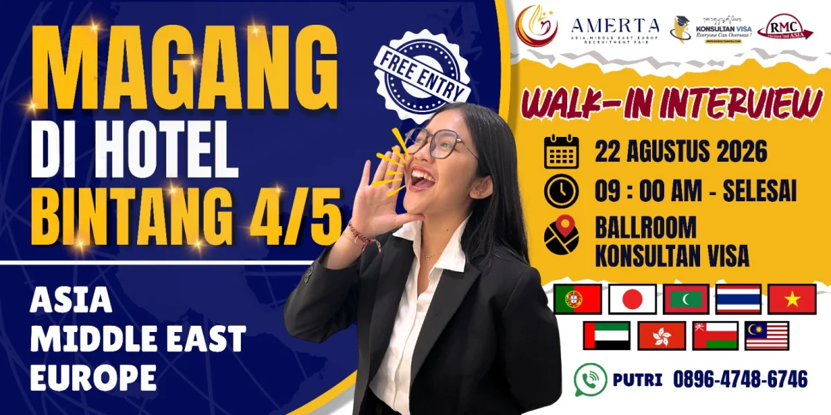 AMERTA 2026: Kesempatan Magang di Hotel Bintang 5 Asia, Timur Tengah, dan Eropa untuk Mahasiswa Indonesia