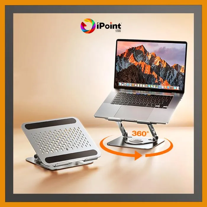 REMAX Precision Alloy Rotary Notebook Holder Support 360 Derajat Rotation, Portable and Foldable, High adjustable, Strong Material, Solid, Reliable, Support Large Panel