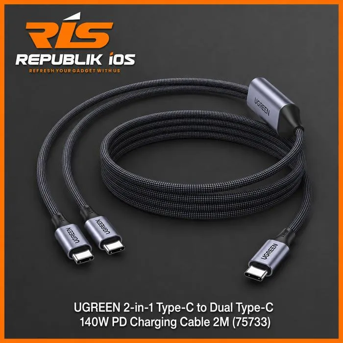 UGREEN 2-in-1 Type-C to Dual Type-C 140W PD Charging Cable 2M