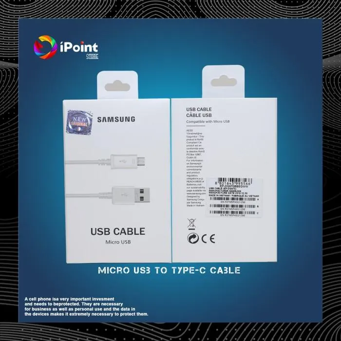KABEL CHARGER MICRO USB S4MSUNG S6/S7 0RI 100% 1 M WHITE