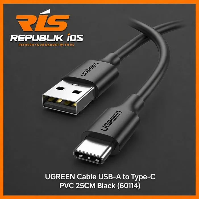 UGREEN Cable USB-A to Type-C PVC 3A 25CM QC 3.0 Black