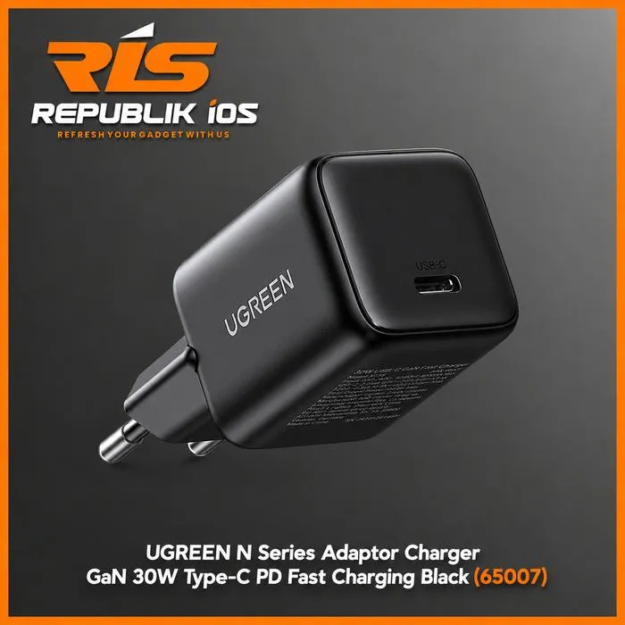 UGREEN N Series Adaptor Charger GaN 30W Type-C PD Fast Charging Black