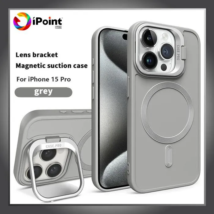 Silicone Case iPhone With Magsafe and Window Camera Ring Stand Holder