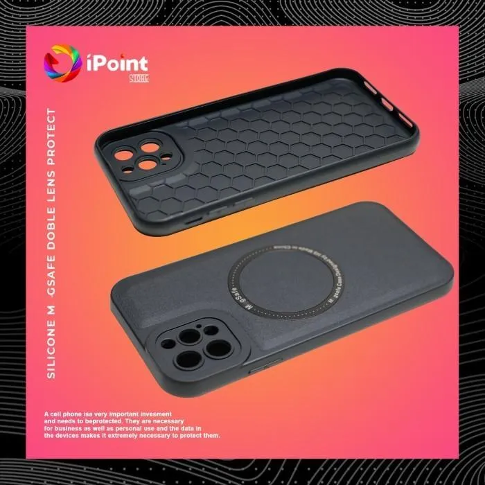Case iPhone 13 Pro Max Silicone Leather M4gsafe Camera Protect Black