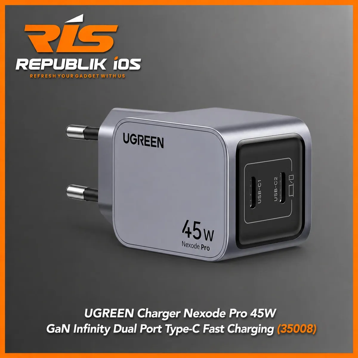 UGREEN Charger Nexode Pro 45W GaN Infinity Dual Port Type-C Fast Charging