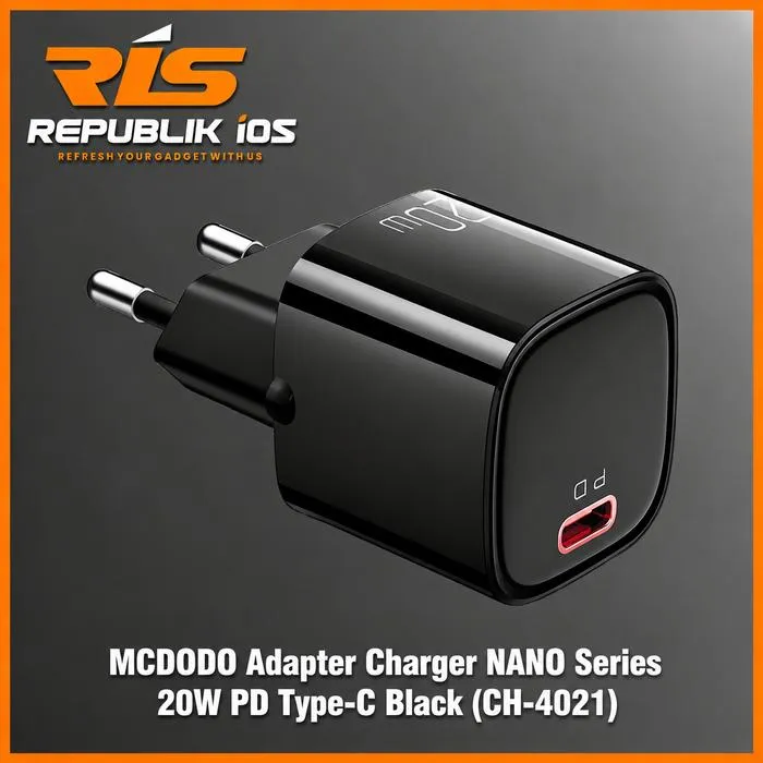 MCDODO Adapter Charger NANO Series 20W PD Type-C Black
