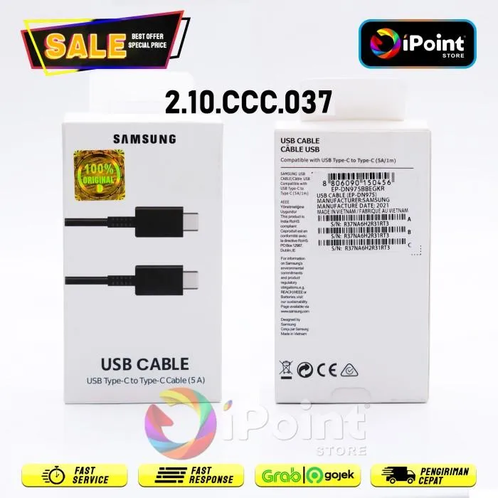 Kabel / Cable Data dan Charger S4msung Type C to C 5A 0ri 1 Meter