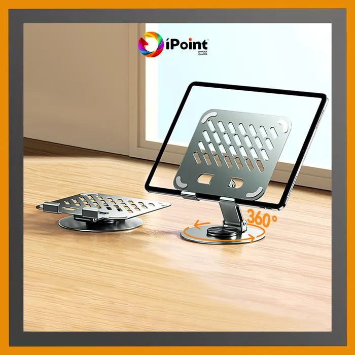 REMAX Precision Alloy Rotary Tablet Holder Support 360 Derajat Rotation, Portable and Foldable, High adjustable, Strong Material, Solid, Reliable, Support Large Panel
