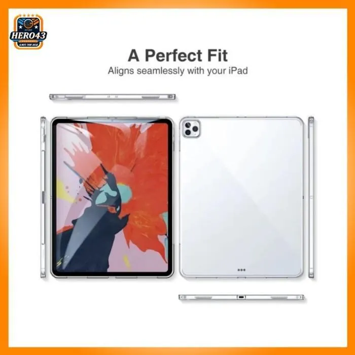 Case iPad Pro 12.9 inch 2018 / 2020 / 2021 / 2022 Clear Transparant Bening Silicone Tablet Cover Casing Softcase Silikon Silicon Anti Crack With Stylus Pencil Slot