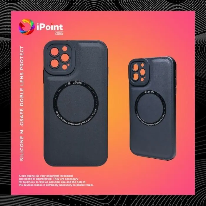 Case iPhone 14 Pro Max 6.7" Silicone Leather M4gsafe Cam Protect Black
