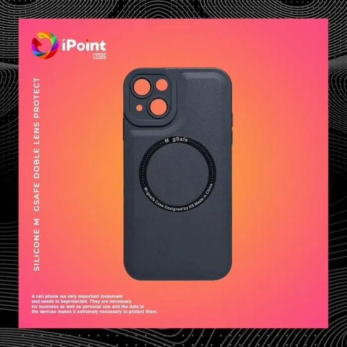 Case iPhone 14 Plus 6.7" Silicone Leather M4gsafe Camera Protect Black