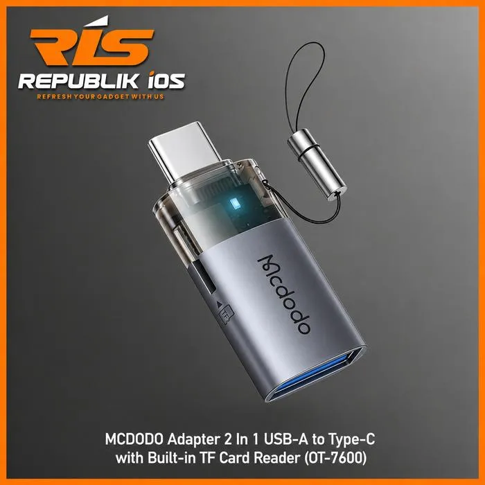 MCDODO Adapter 2 In 1 USB-A to Type-C Transfer Data Flashdisk with Built-in TF SD Card Reader