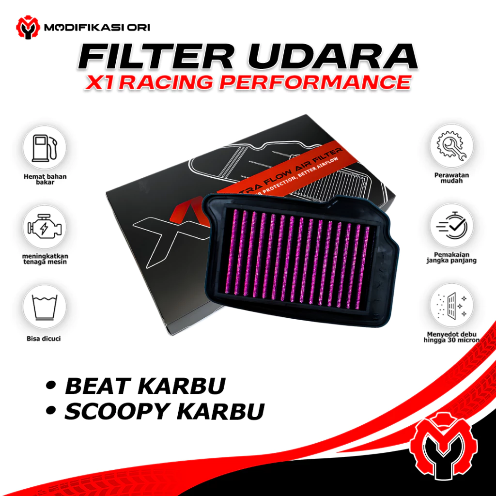 FILTER UDARA BEAT-SCOOPY KARBU X1 RACING